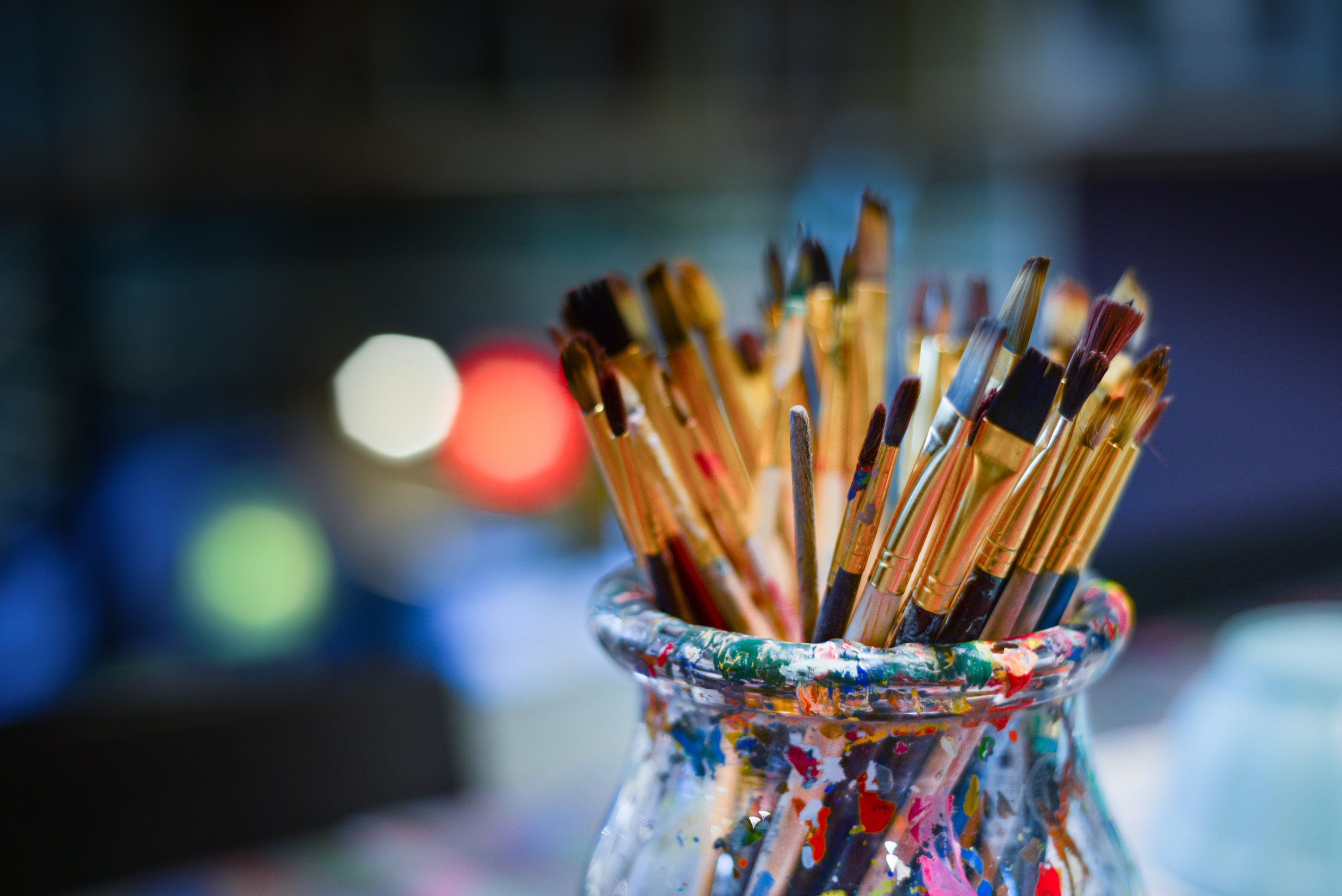 Painters Brushes in a Jar